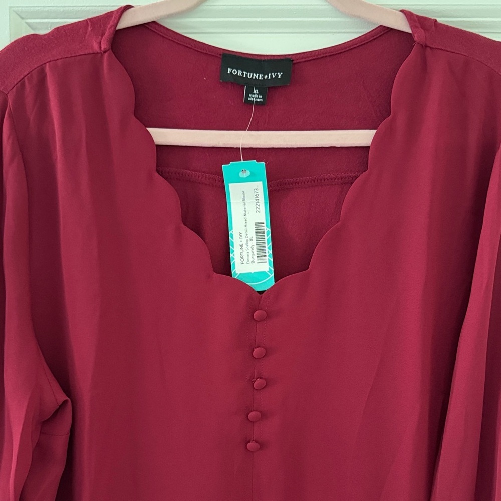 Elegant Burgundy Blouse with Button Detail